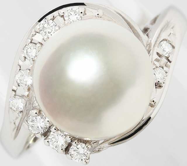 アコヤ 真珠 パール 約9mm ダイヤ 0.1ct Pt900 リング 指輪 5号の通販